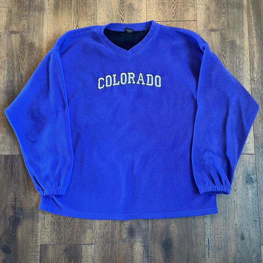 Colorado Fleece Sweatshirt Size XL Blue V-Neck Made In USA